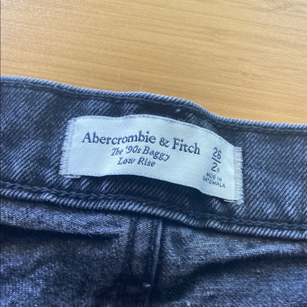 ABERCROMBIE & FITCH The 90s Baggy Low Rise Denim Jeans Casual Black - Picture 6 of 6